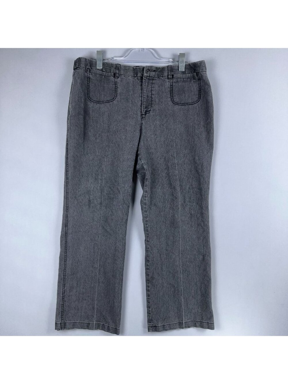 Khakis Jeans Size 16 Gray Wide Leg High Rise Stretch Medium Wash